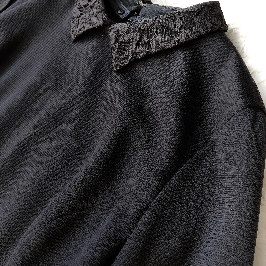 【23区】 新品 襟付きグログランワンピース ネイビー 44 セレモニー