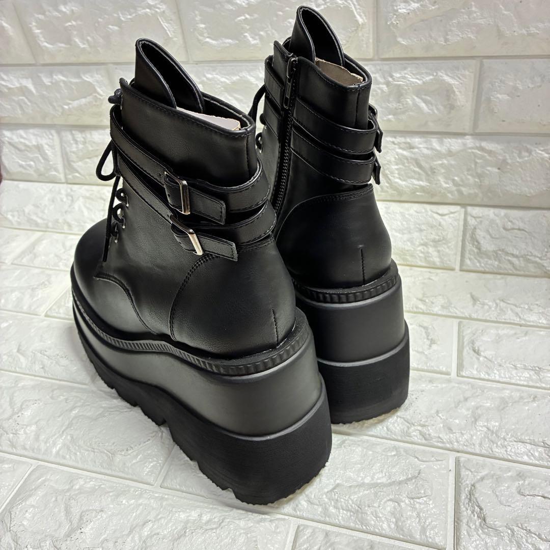 【一回使用】Demonia デモニア 厚底ブーツ 黒25cm US9