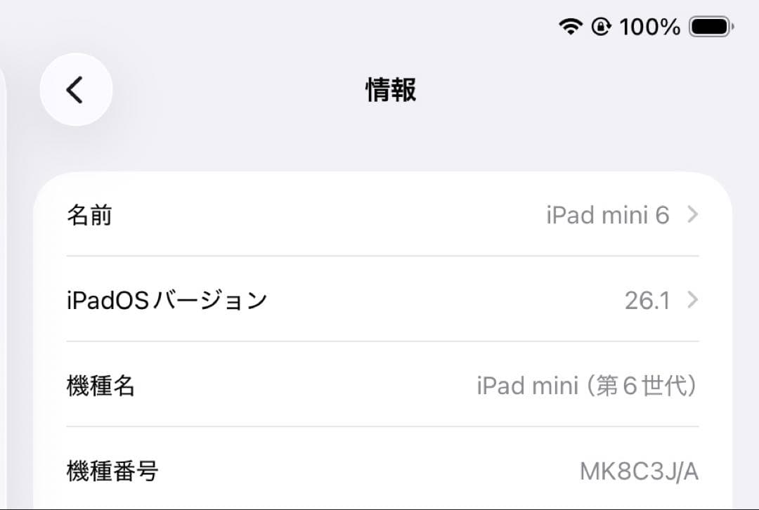 ipad mini 6 cellular 64GB バッテリー93%