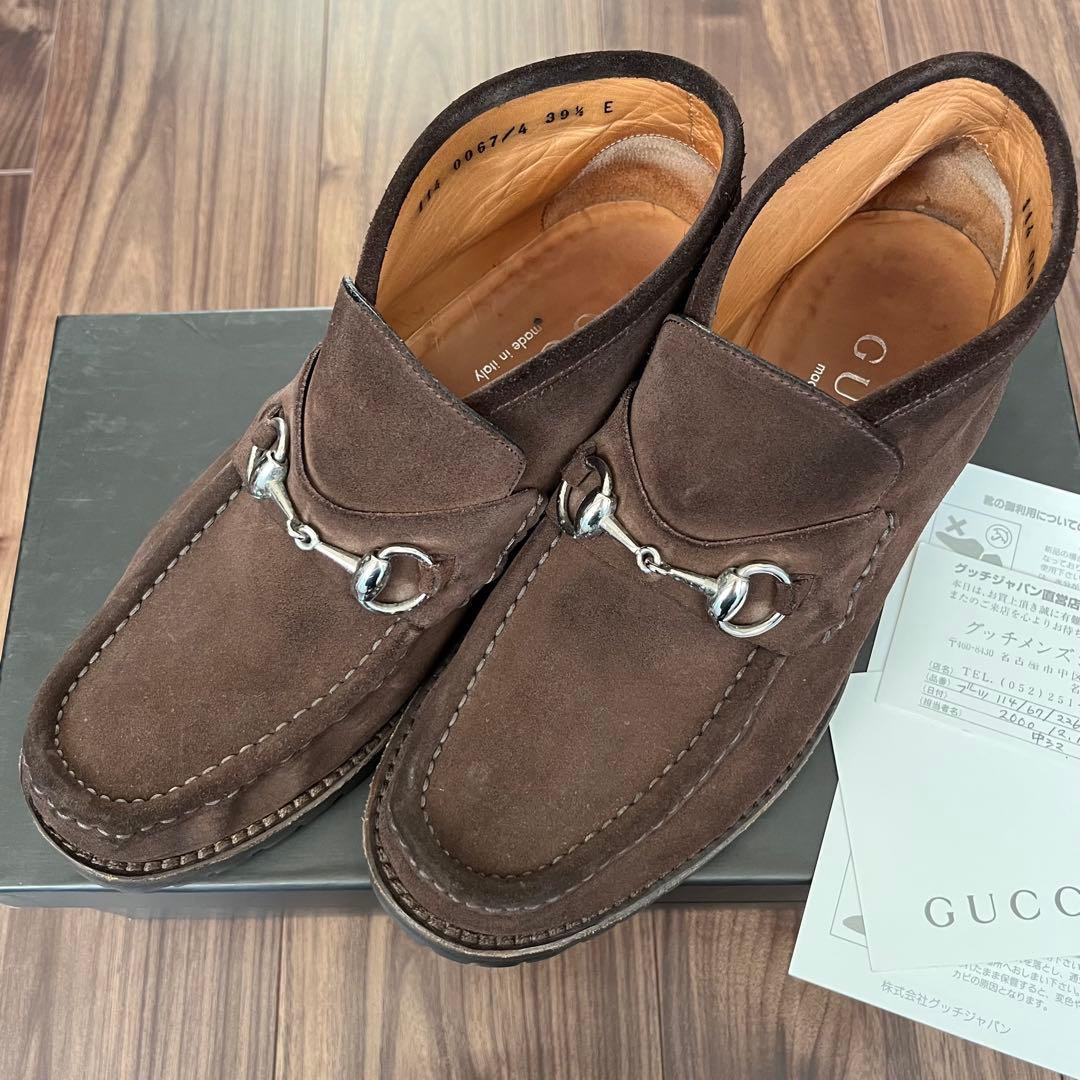 GUCCI ブラウン 茶 チャッカブーツ ホースビット スエード 39 1/2