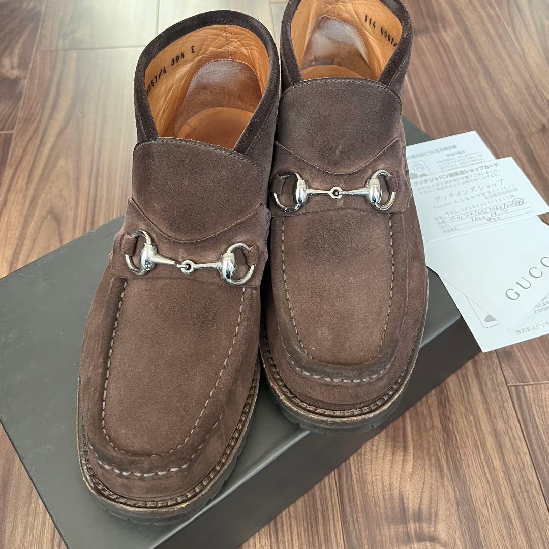 GUCCI ブラウン 茶 チャッカブーツ ホースビット スエード 39 1/2