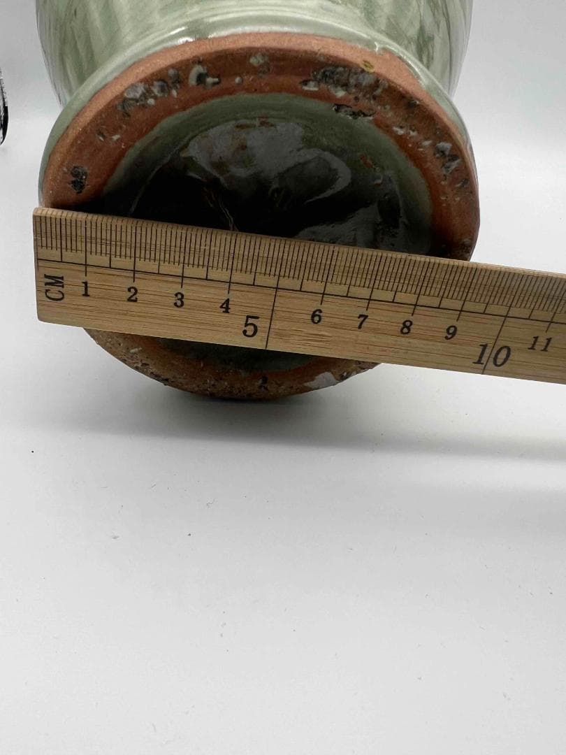 南宋時代　龍泉窯　梅子青 青磁 刻花文大梅瓶 花入　花瓶　茶道具(B-29)