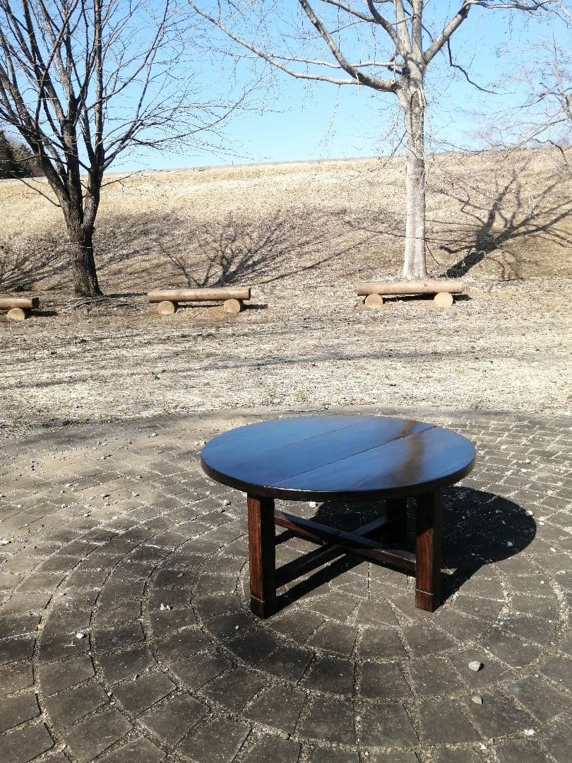 レトロ　【懐かしくて便利】和風 小型 円形 丸 折りたたみちゃぶ台　匿名配送