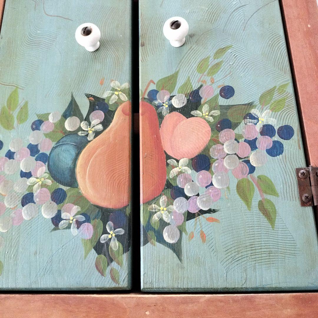 木製ラック ハート型扉 3段収納 トールペイント