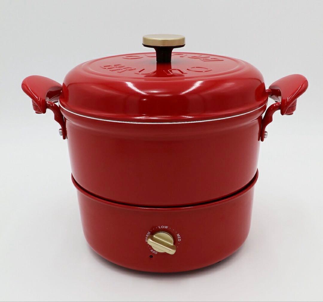 【新品・未開】BRUNOブルーノ　マルチグリルポット　レッド　BOE065-RD