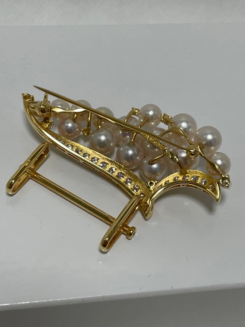タサキ　0.82ctダイヤ×パール　ブローチと帯留　K18 2WAY 美品