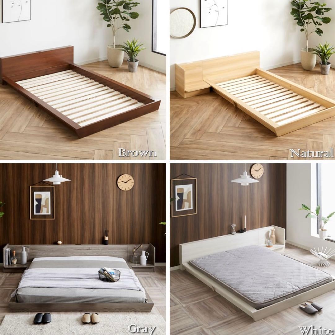 シングルベッドフレーム　サイドテーブル付き