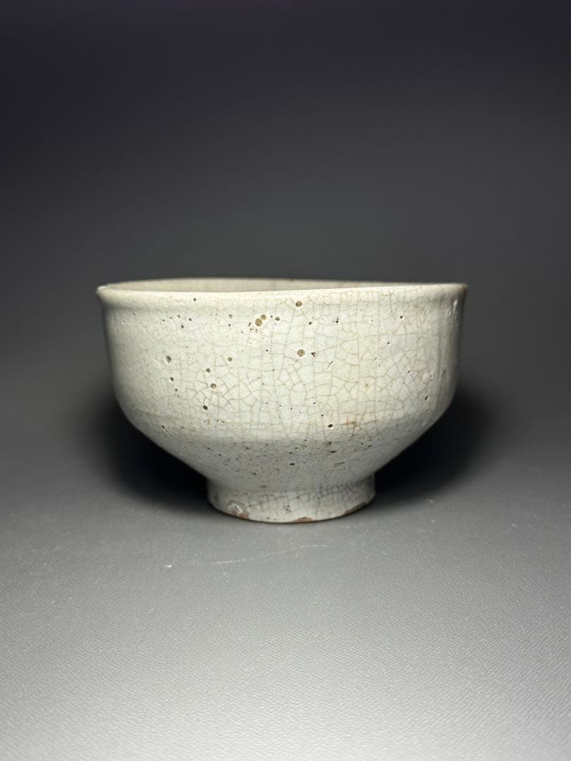 李朝　白磁　茶碗　堅手