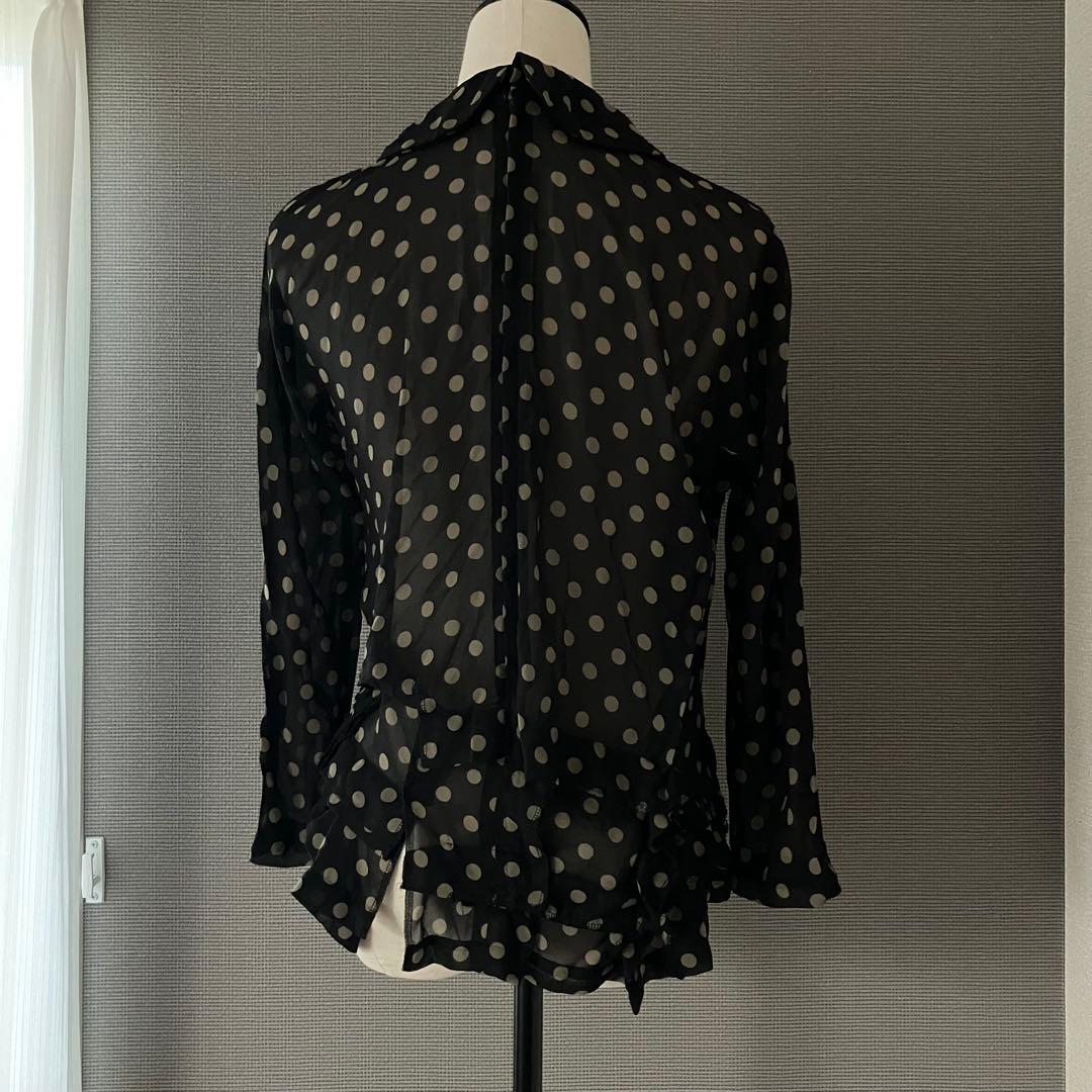 美品 コムデギャルソン シースルー 丸襟 ブラウス 立体リボン AD2013