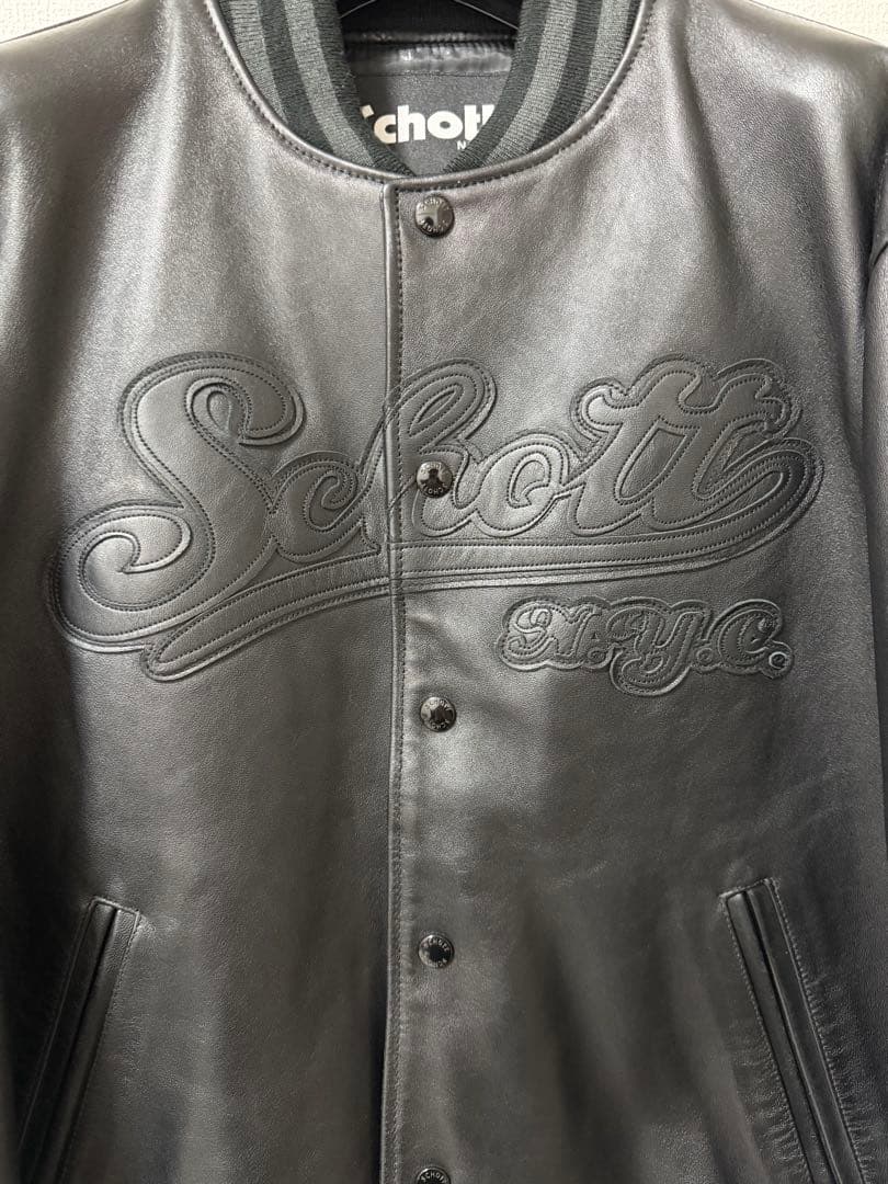 Schott ブラックレザー スタジャン