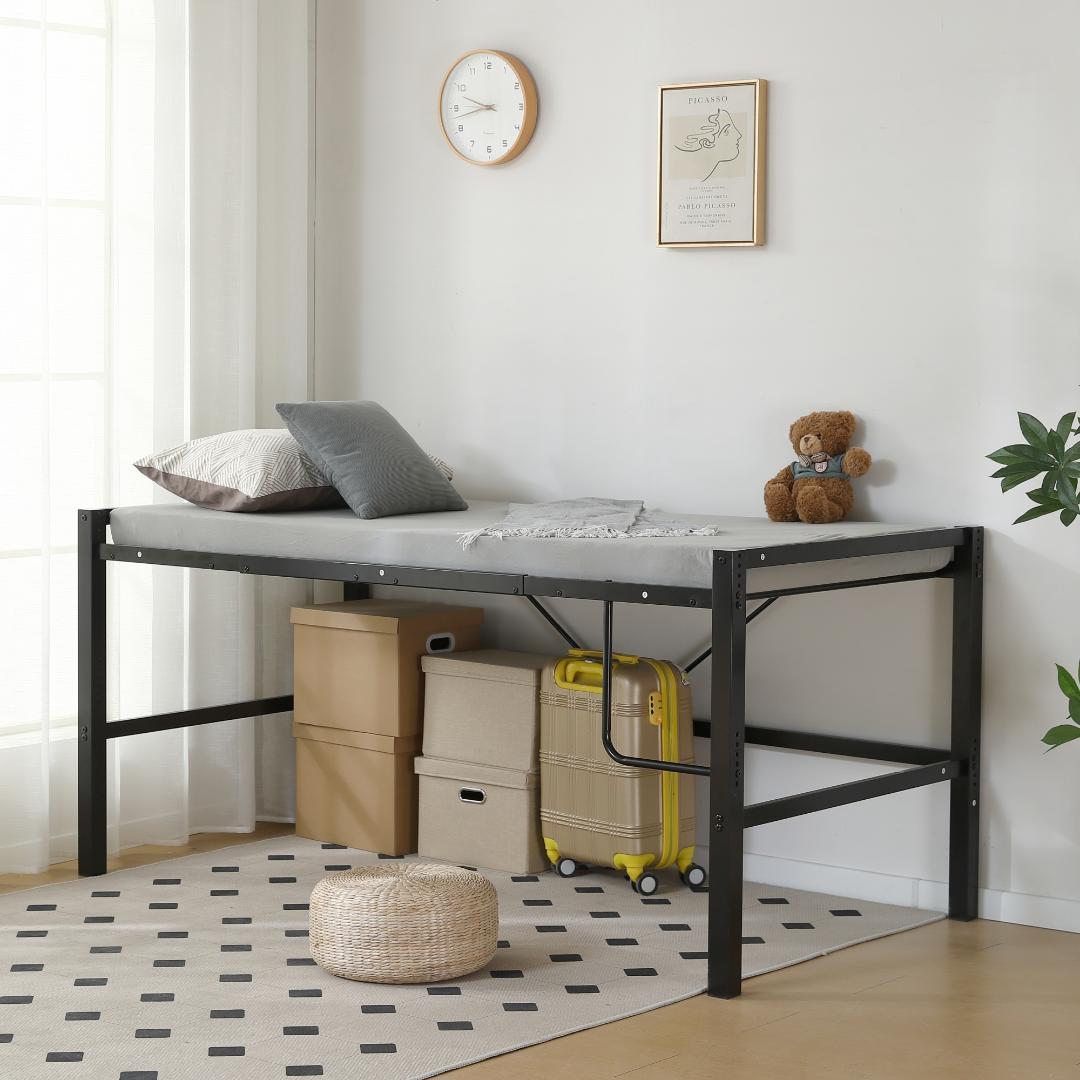 ロータイプ・ロフトベッド【セミダブル】　高さ90cm　一人暮らし　BLACK