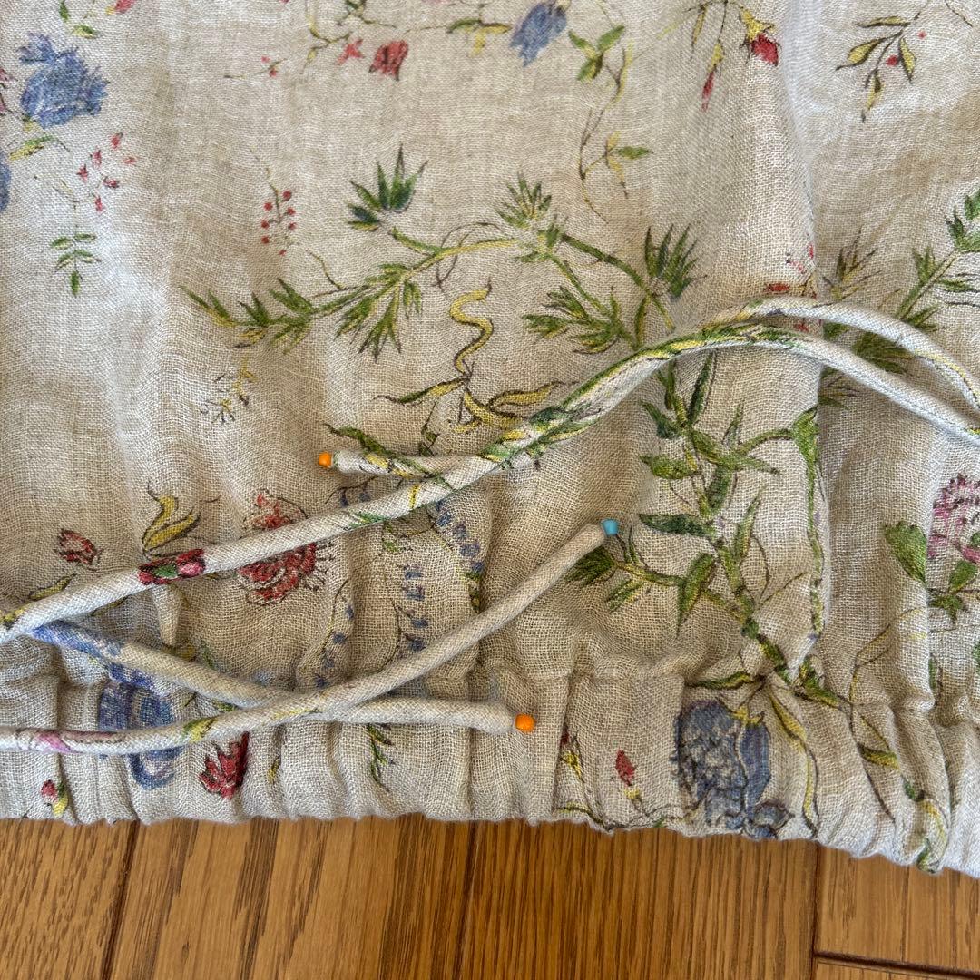 45R インド綿麻二重織フラワープリントのぽよんキャミソール