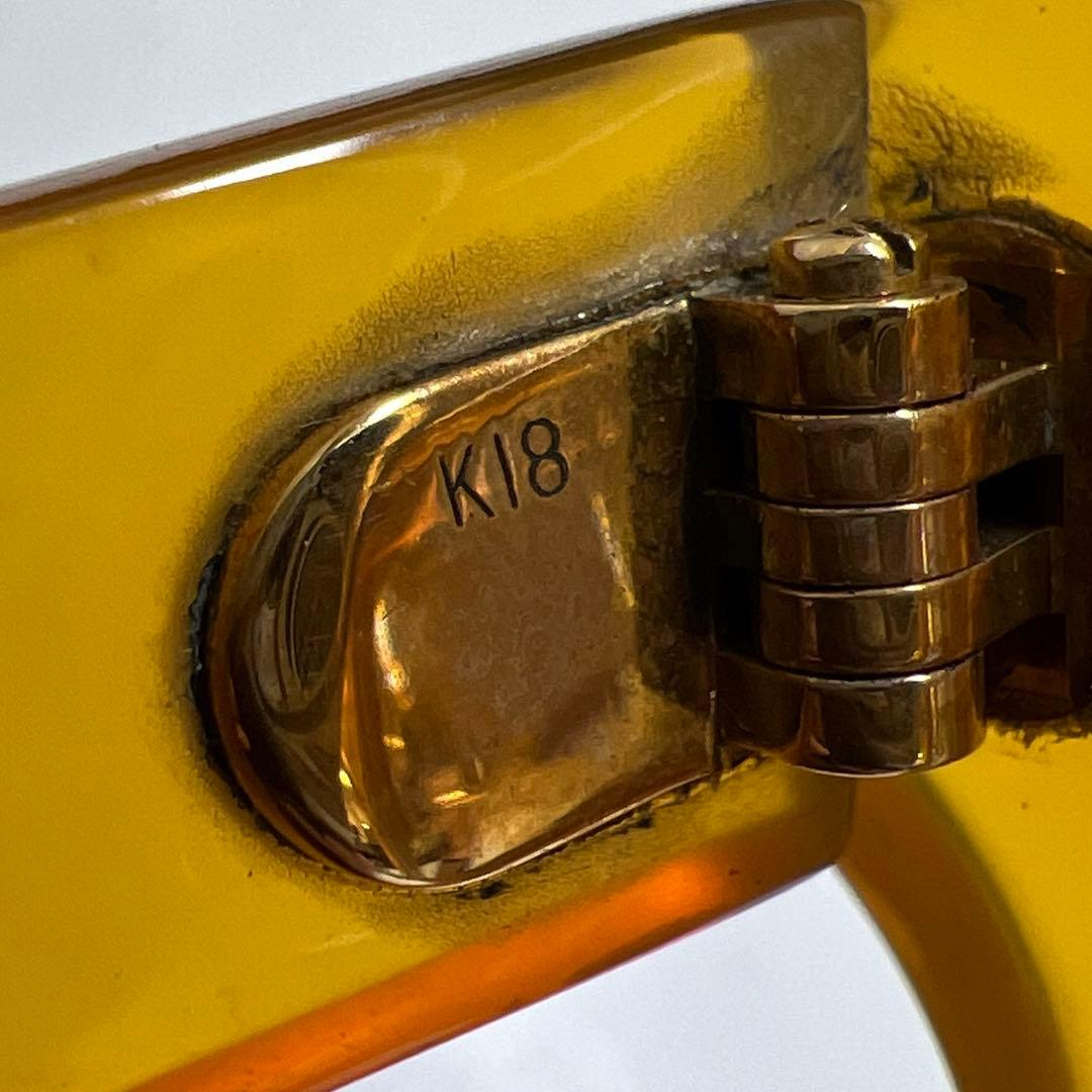 本白鼈甲　K18刻印金具厚手極上手眼鏡　ケース付　東Y7-1226☆1Fチヒオニ