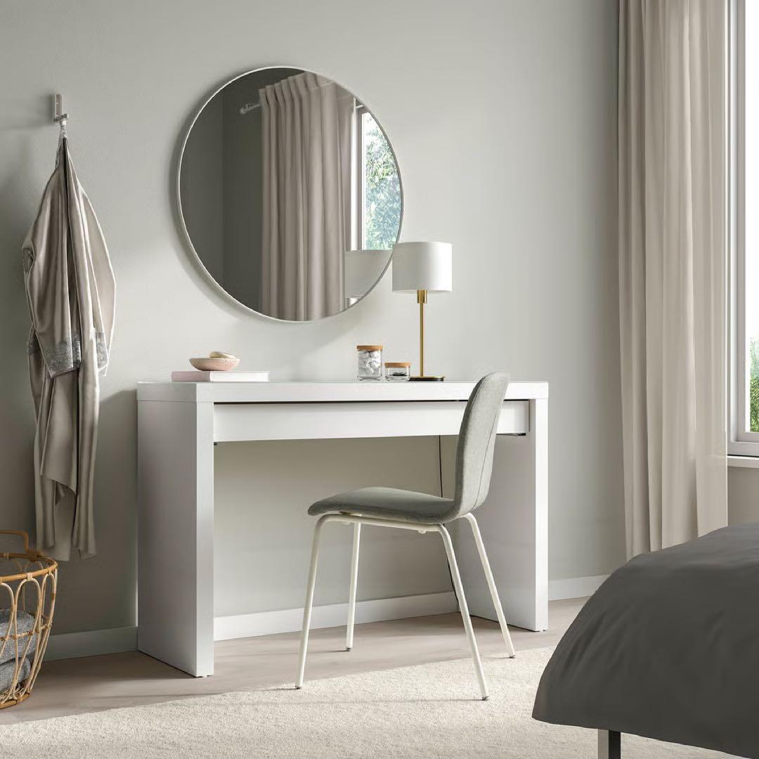 IKEA MALM ドレッサー ホワイト 120x41 cm ガラス天板付き