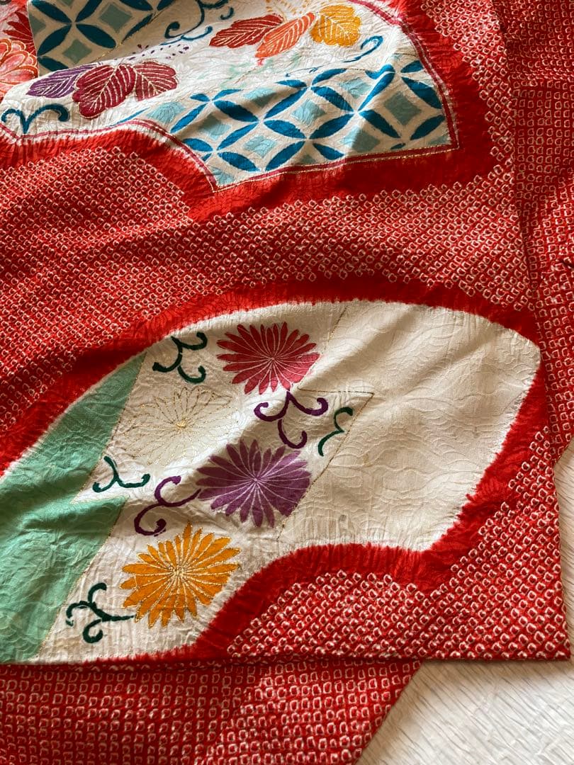 アンティーク総絞り金糸振袖　七五三　7歳着物帯小物セット　卒業式　袴　十三参り