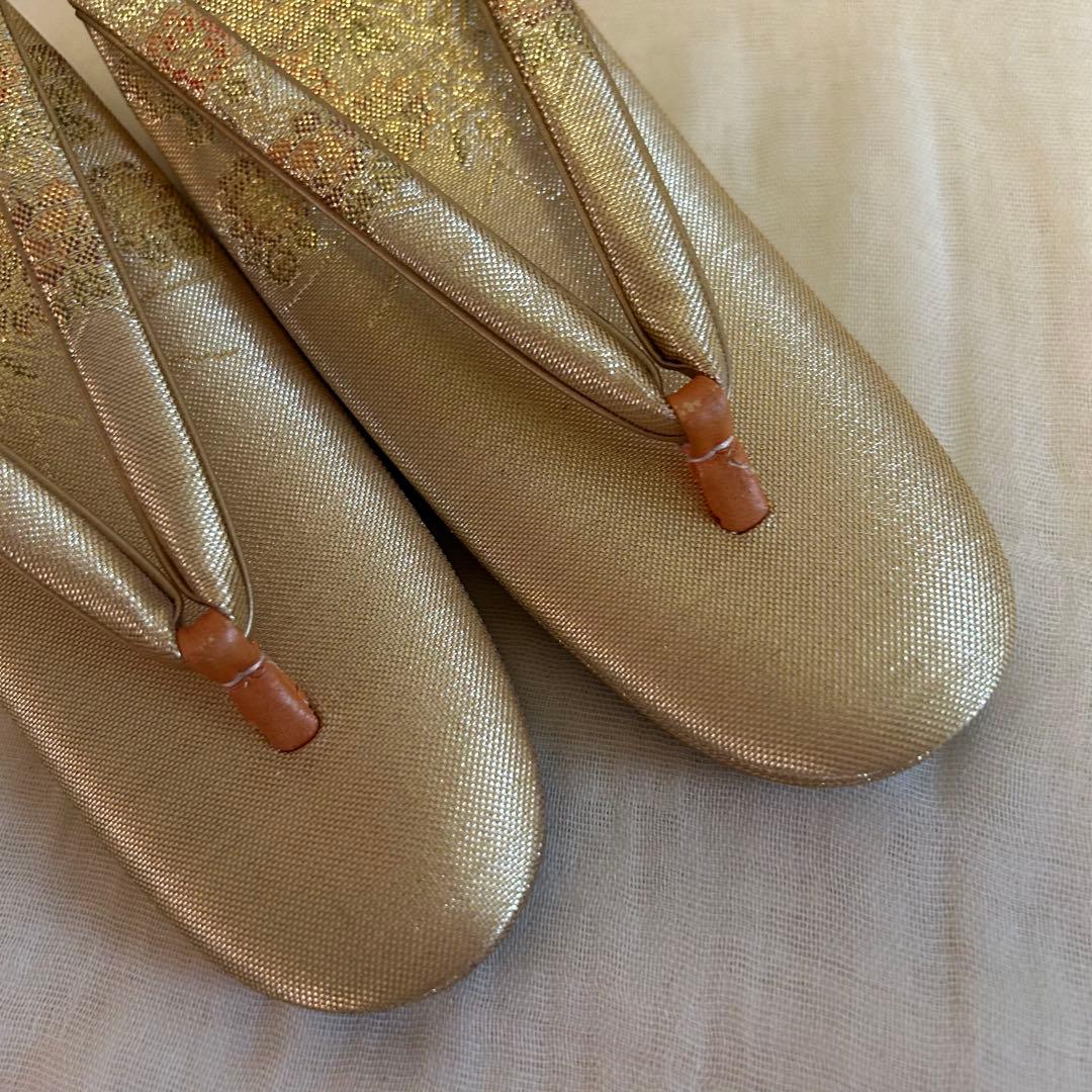 未使用⭐︎佐賀錦　草履バッグセット　正絹　金糸　フォーマル　訳あり