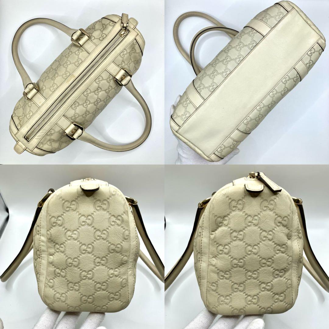 GUCCI グッチ ミニボストンバッグ ハンドバッグ グッチシマ アイボリー