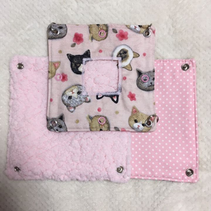 モモンガハウス（猫柄・ピンク）ボアピンク       ポーチ  2000円