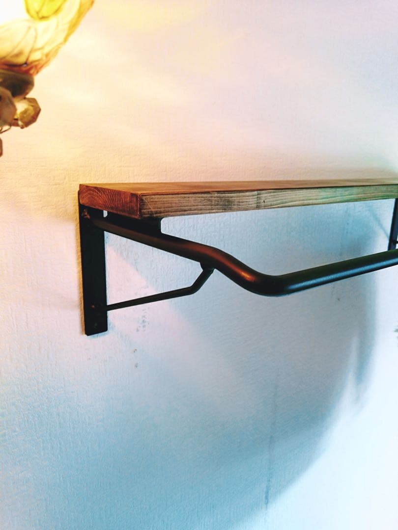 アイアンハンガーラック、飾り棚　幅70cm