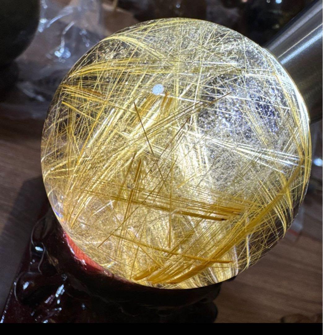最高級 ゴールドルチル大玉 6cm 金線密集 極上透明コレクション