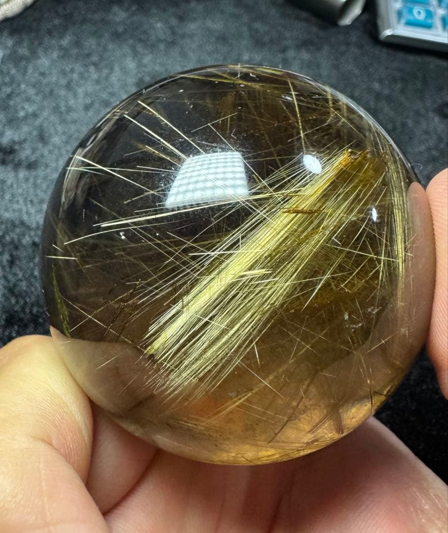 最高級 ゴールドルチル大玉 6cm 金線密集 極上透明コレクション