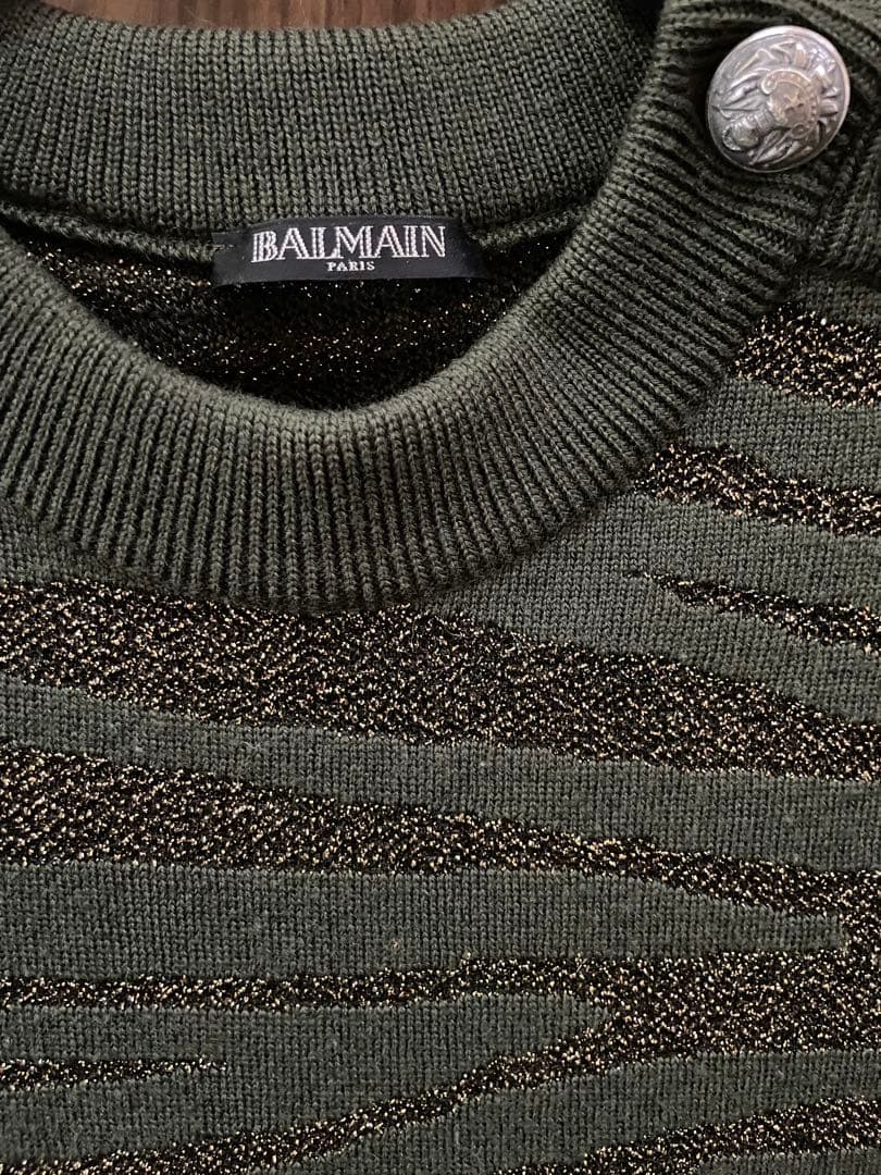 BALMAIN カーキ ニットセーター