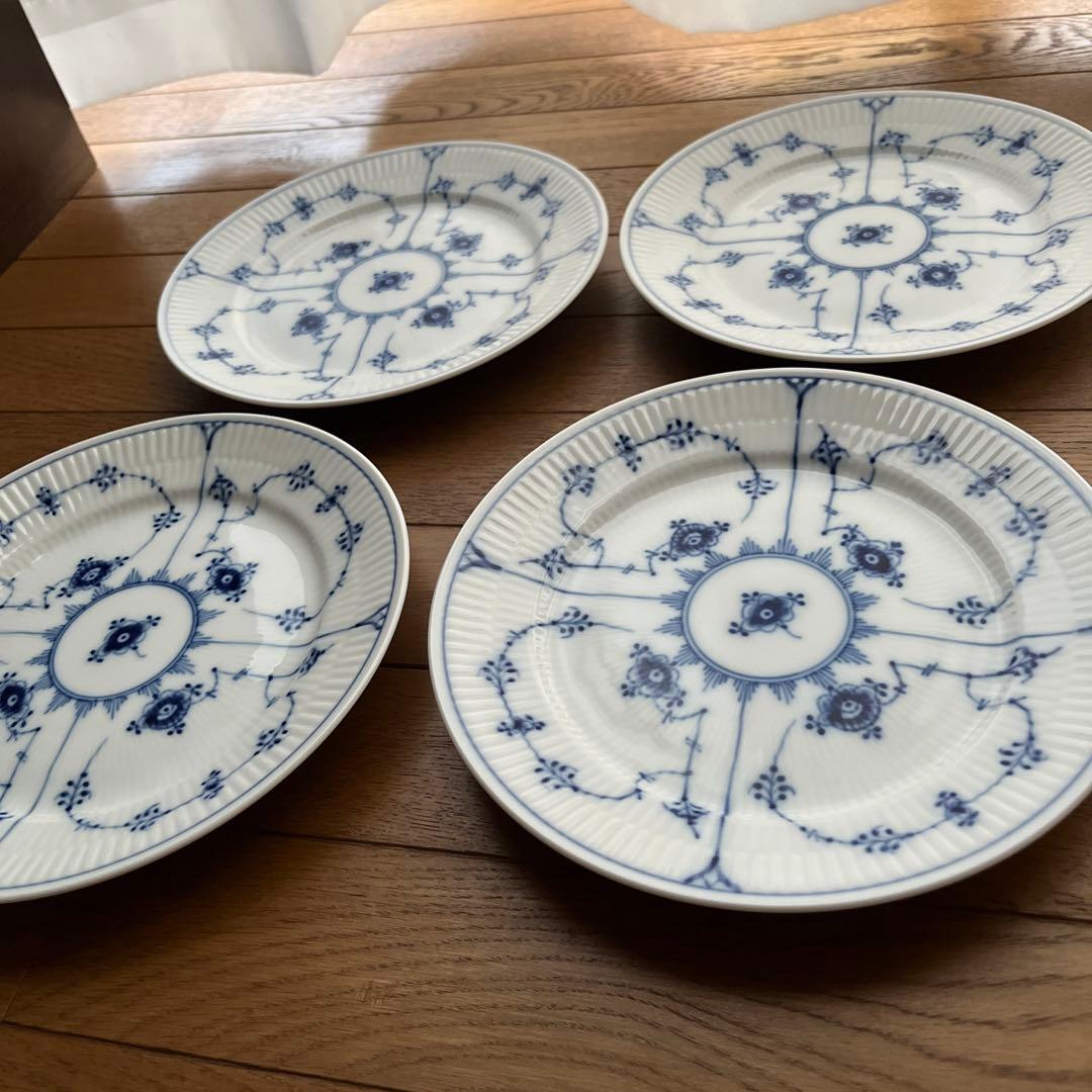 ロイヤルコペンハーゲン ブルーフルーテッド プレインプレート19cm×4枚