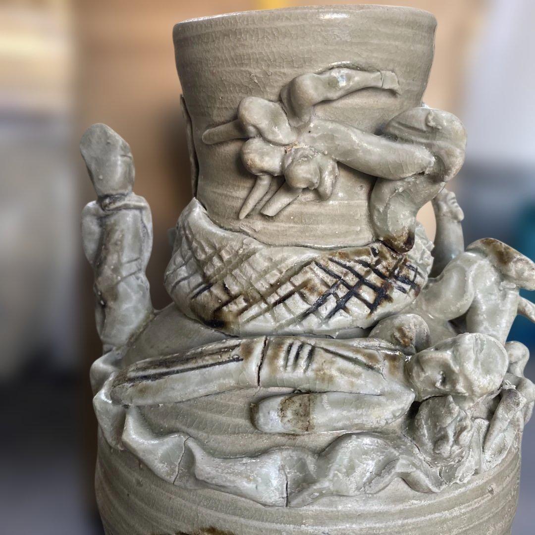 中国美術　骨董品　人物壺　貴重　箱付き