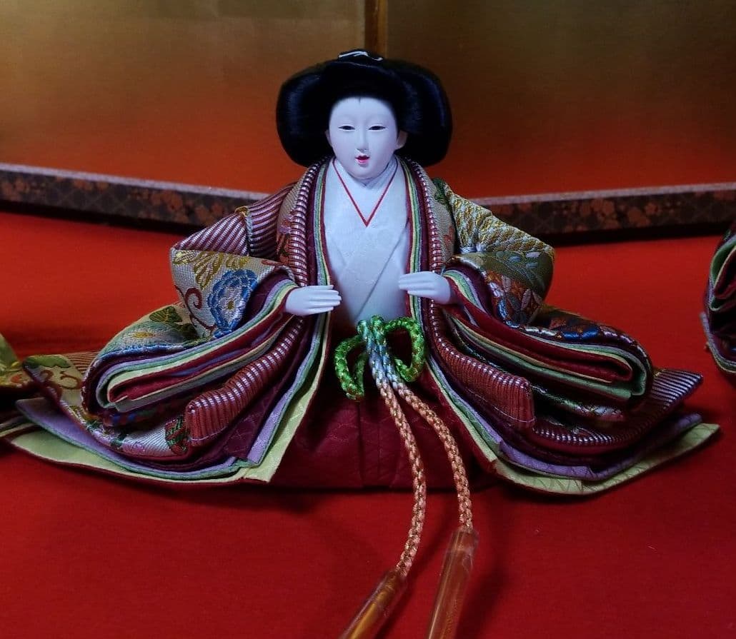 雛人形　三人官女　七宝柄