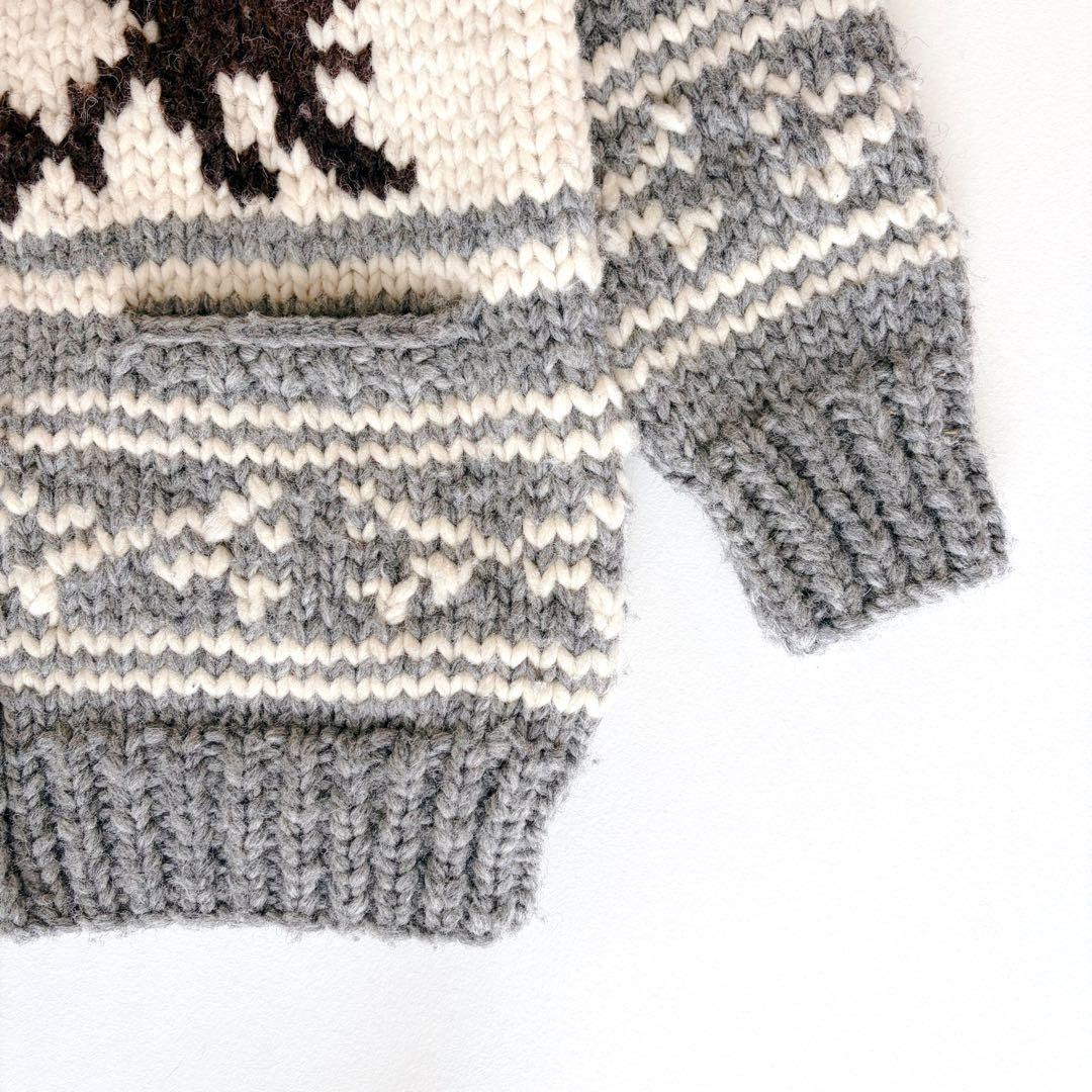 KANATA カナタ カウチン ニットジャケット イーグル ダブルジップ ウール