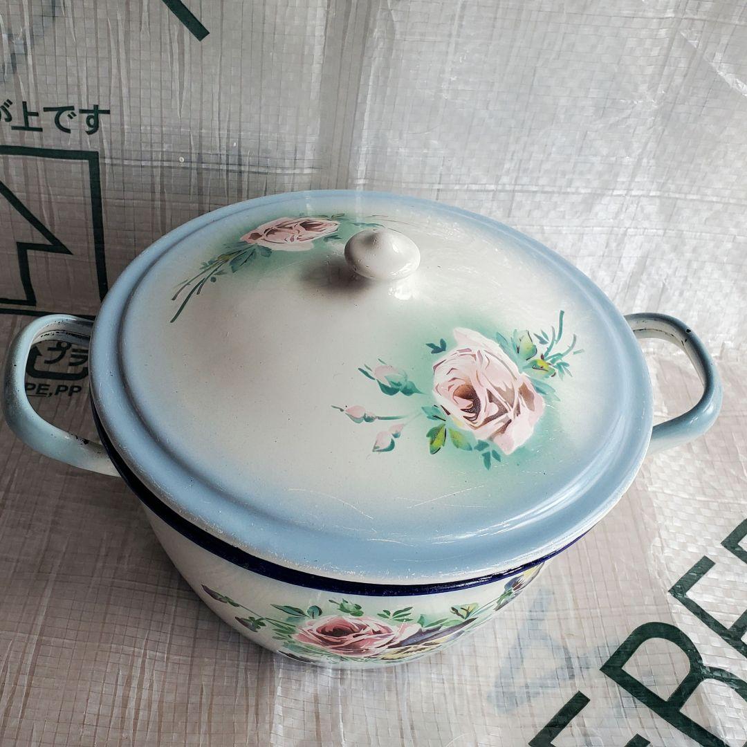 フランス　アンティーク　ホーロー　キャセロール