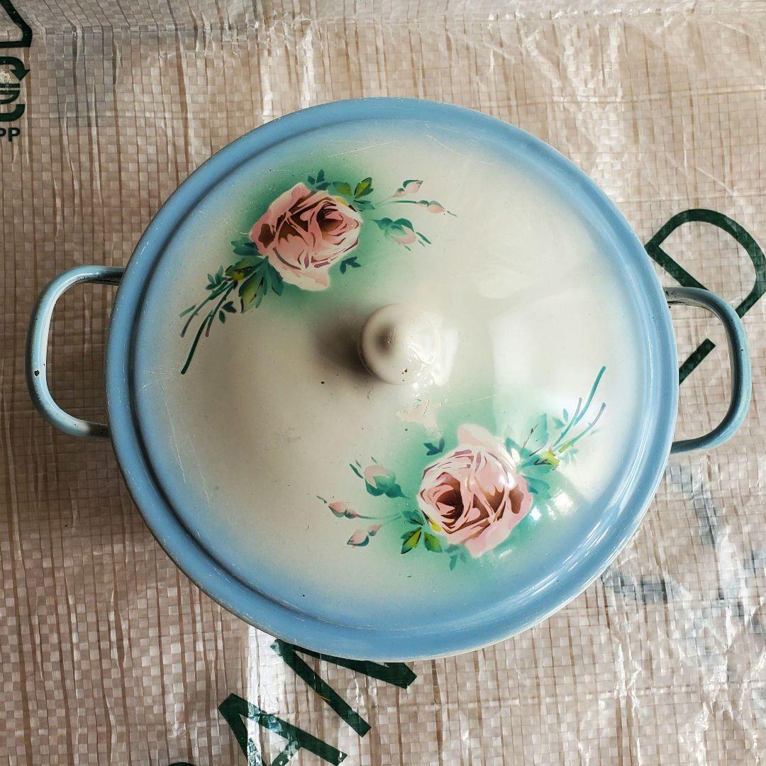 フランス　アンティーク　ホーロー　キャセロール