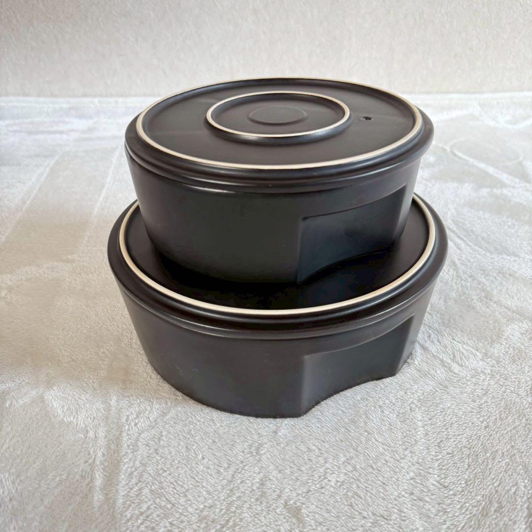 セラミックジャパン IH 土鍋 L S セット ブラック　蒸し器にも