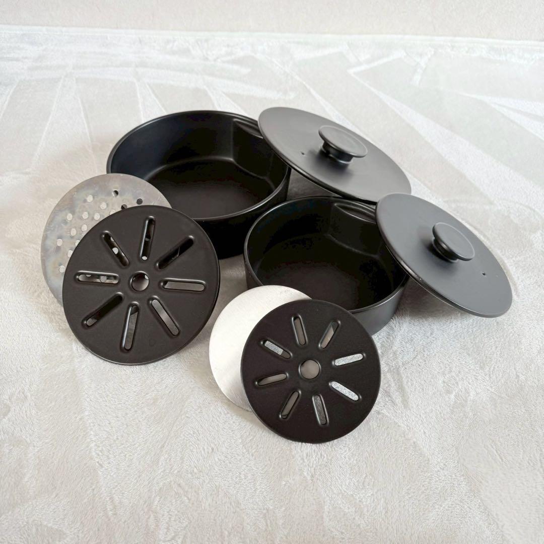 セラミックジャパン IH 土鍋 L S セット ブラック　蒸し器にも