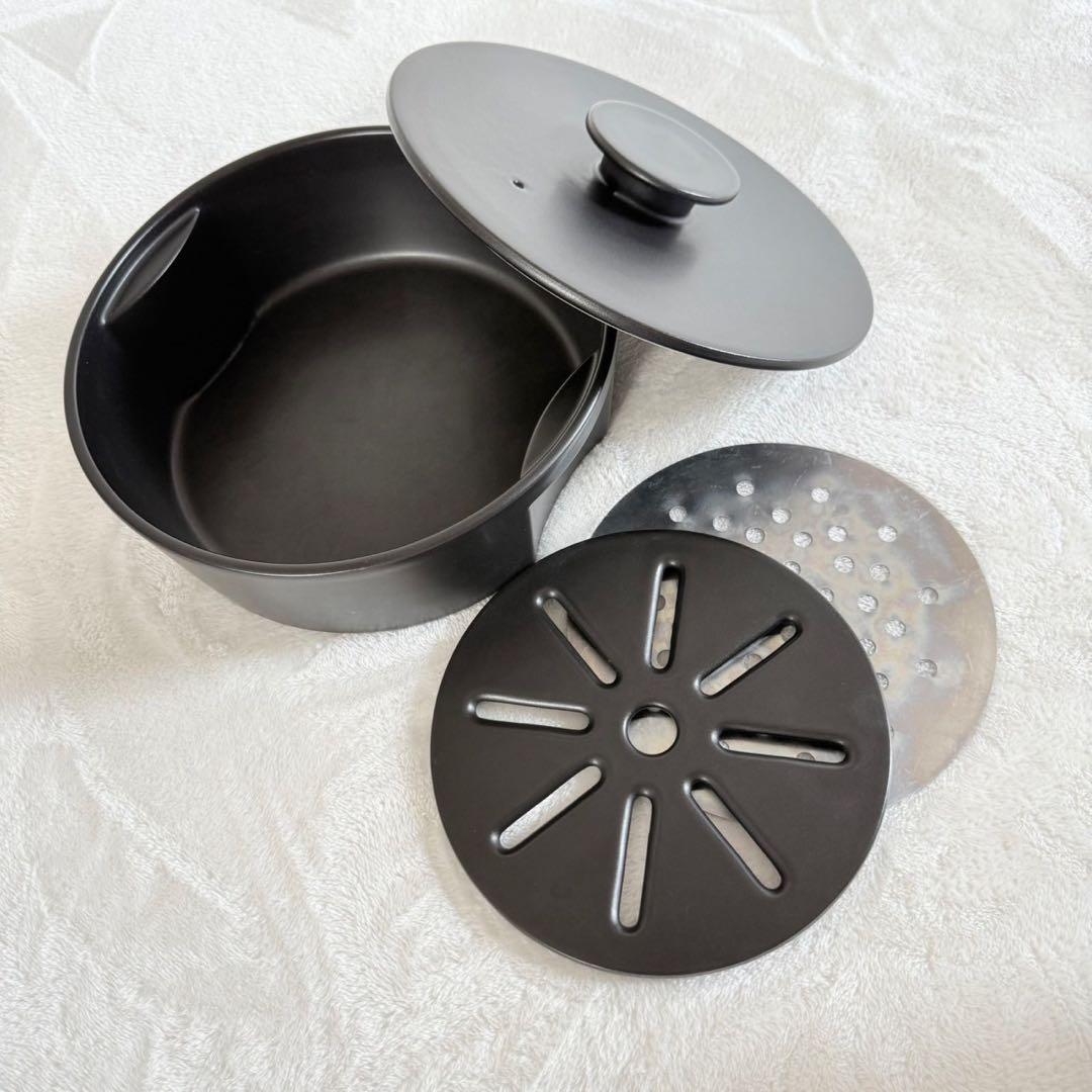 セラミックジャパン IH 土鍋 L S セット ブラック　蒸し器にも