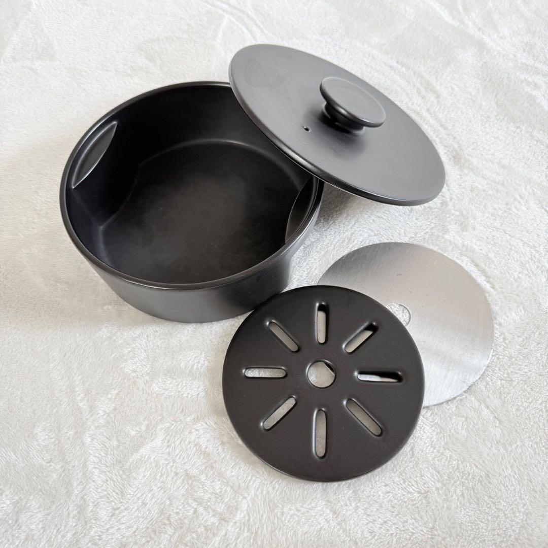 セラミックジャパン IH 土鍋 L S セット ブラック　蒸し器にも