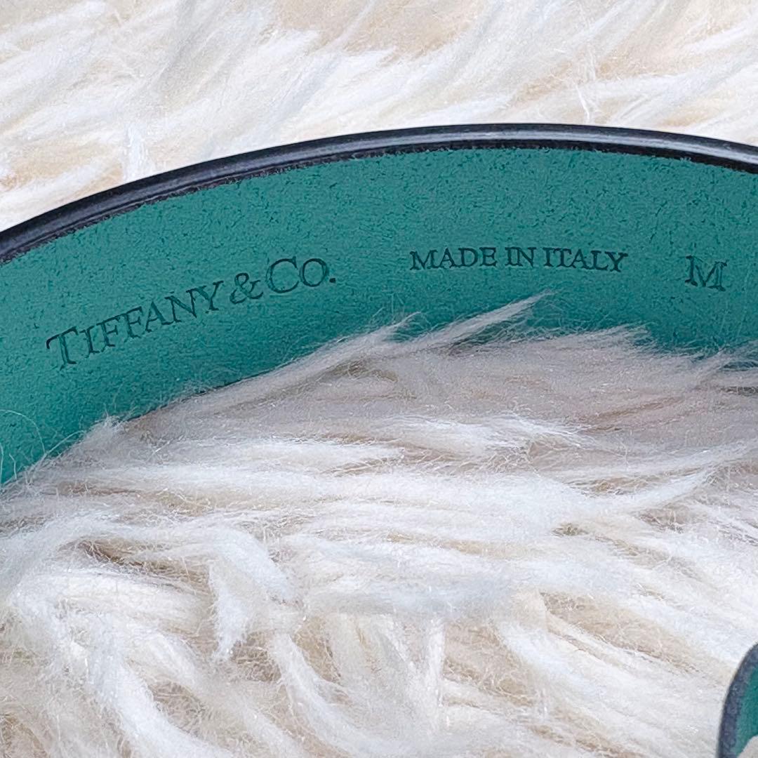 未使用級✨Tiffany レザー首輪 M プレート 金具 4段調整