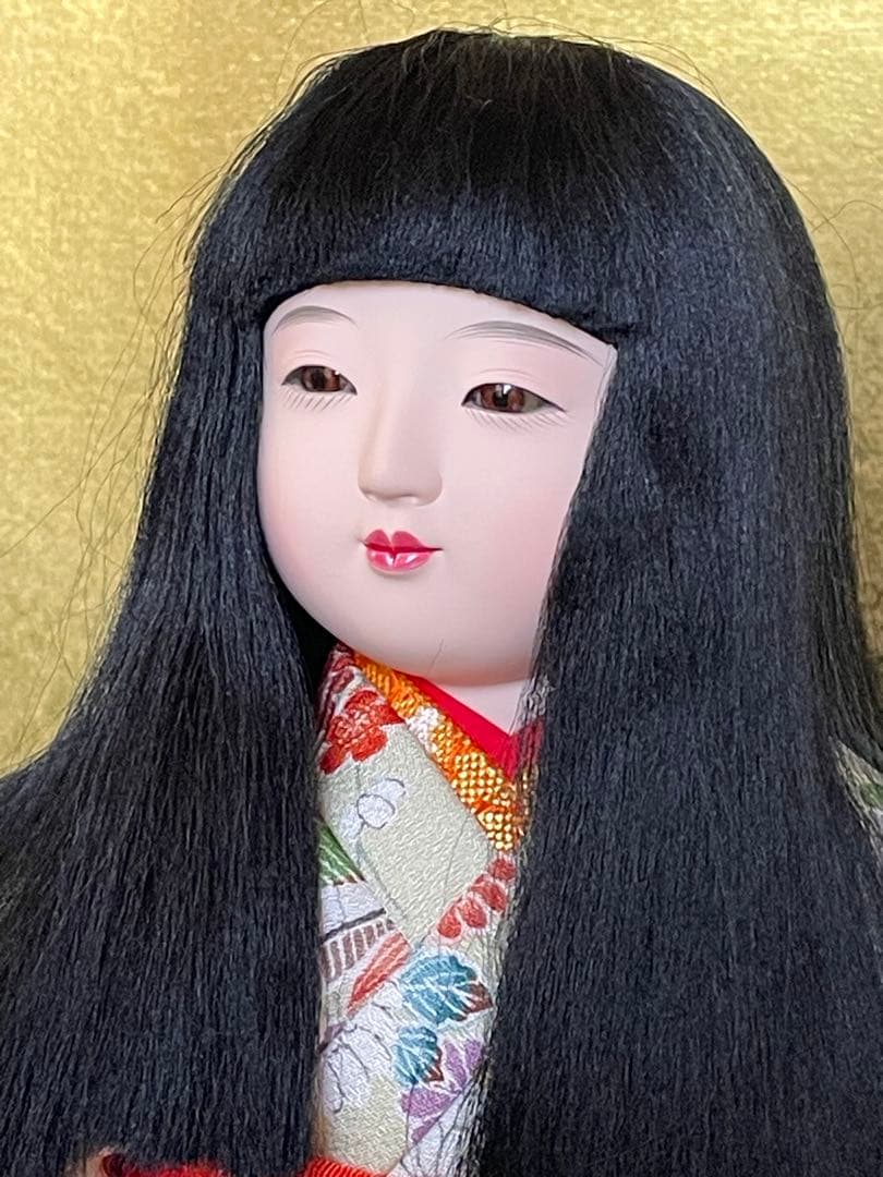 市松人形 早春製 黒髪 赤衣装