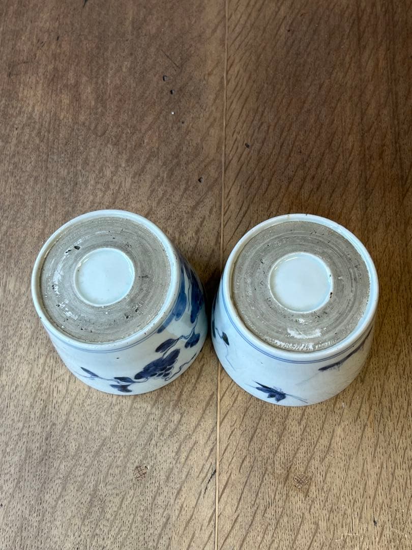 古い蕎麦猪口　そばちょこ　湯呑み　2個セット　古雑貨　アンティーク　昭和レトロ