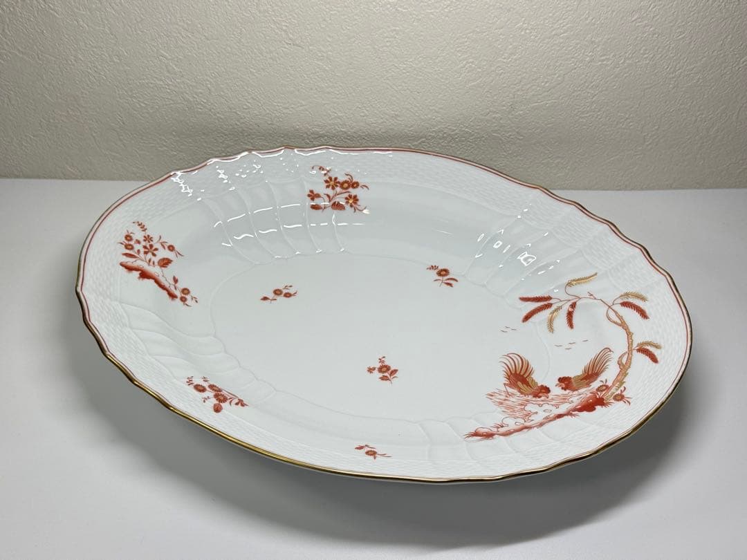 高級・Richard Ginori レッドコック オーバルプレート 大皿 トレイ