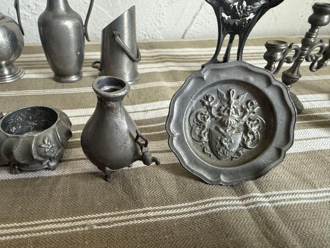 フランスアンティーク　ミニチュア金属製アンティーク雑貨14点セット