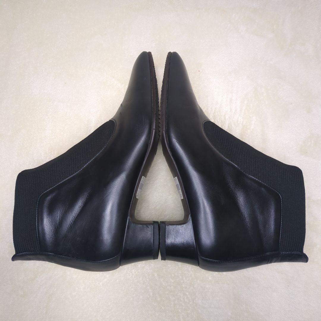 銀座ヨシノヤ【美品】24.5 外反母趾対応　レザー　ショートブーツ　サイドジップ