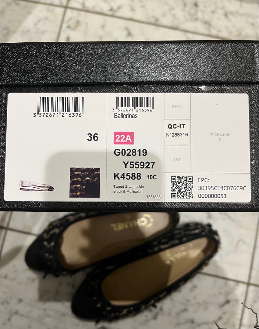 【美品】CHANEL ツイード フラットシューズ　36