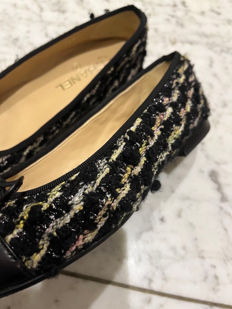 【美品】CHANEL ツイード フラットシューズ　36