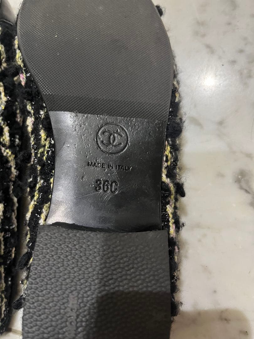 【美品】CHANEL ツイード フラットシューズ　36
