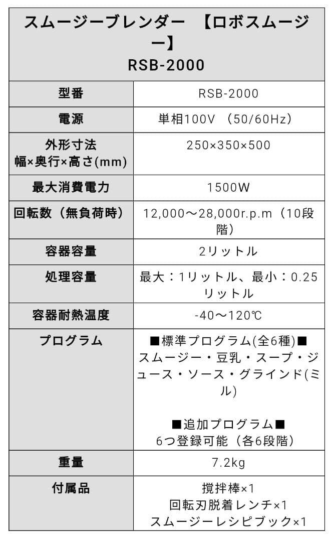 レマコム スムージーブレンダー RSB-2000 多機能ミキサー ジューサー