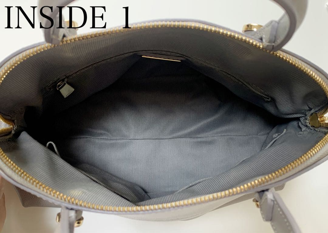 《美品・保存袋付》FURLAパイパーM グレージュハンドバッグ ショルダーバッグ