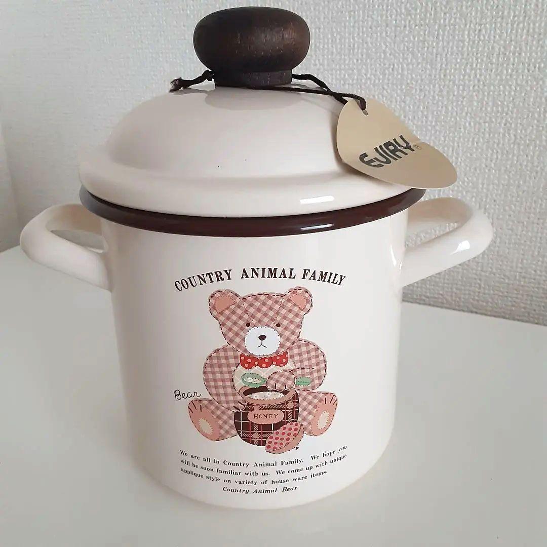 未使用 エジリー カントリーアニマルファミリー ホーロー キャニスターセット
