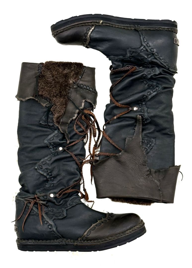 【新品未使用タグ付き】14th Addiction 毛皮付きロング編み上げブーツ