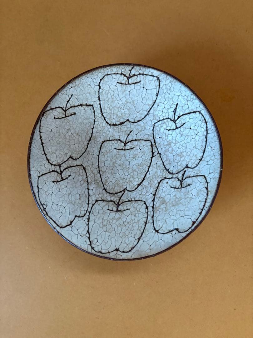 楠田純子　林檎　6寸鉢　2枚セット　貫入の風合い
